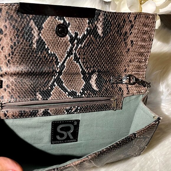 Sondra Roberts Multi-Color Faux Crocodile/Snakeskin Shoulder Bag Clutch Purse - Picture 4 of 6